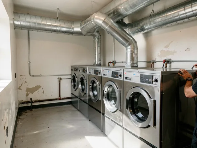 Parma Dryer Vent Cleaning team performing large-scale commercial dryer vent cleaning in Parma