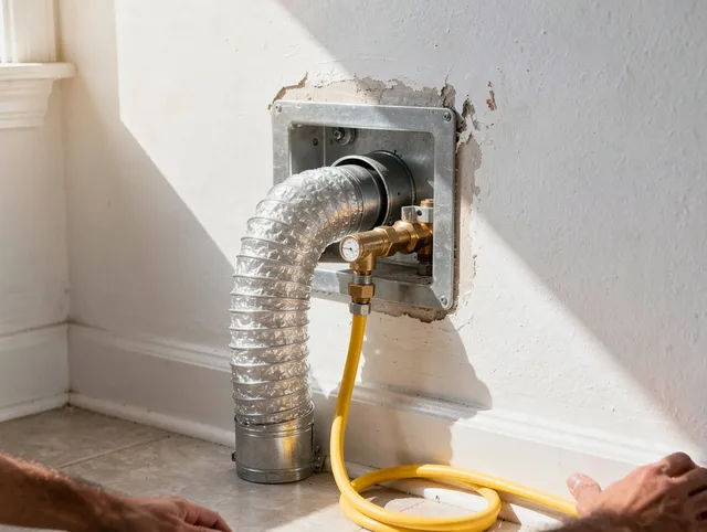 Parma Dryer Vent Cleaning certified technician performing specialized gas dryer vent cleaning in Parma